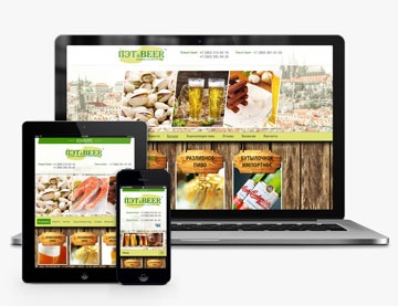 Сайт компании "ПЭТ&BEER". Продажа традиционного и крафтового пива