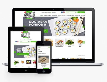 Сайт компании "NAOBI". Служба доставки роллов и суши